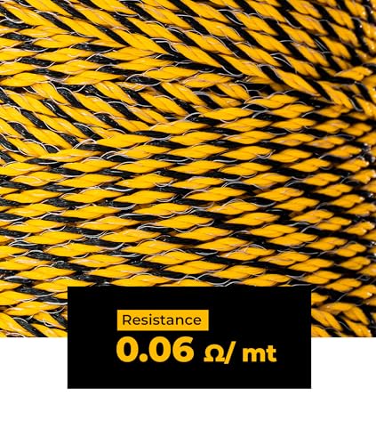 TRAE Electric Fence Polywire 3366 Feet (1026 Meters) | 6 Stainless Steel Strands for High Conductivity & Rust Resistance | 3mm UV-Resistant Poly Wire for Farms, Gardens, Horses & Pets