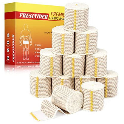 FRESINIDER Premium Elastic Bandage Wrap 2 Inch, 12 Pack, Hook and Loop - color: 12 Pack X 2 Inches