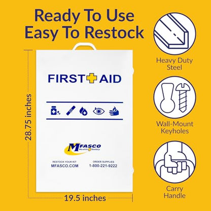 MFASCO 5-Shelf First Aid Kit - 2021 OSHA Compliant Class B, Wall Mount - size: 5 Shelf, style: W/ Medications
