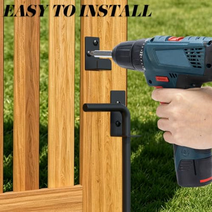 Heavy Duty Cane Bolt Gate Drop Rod, 18" Black Gate Latches Hardware for Wood Fence/Metal/Vinyl/Double Gates, Outdoor Gate Ground Latch Drop Rod with Mounting Screws, 2 Pack - size: 18 Inch