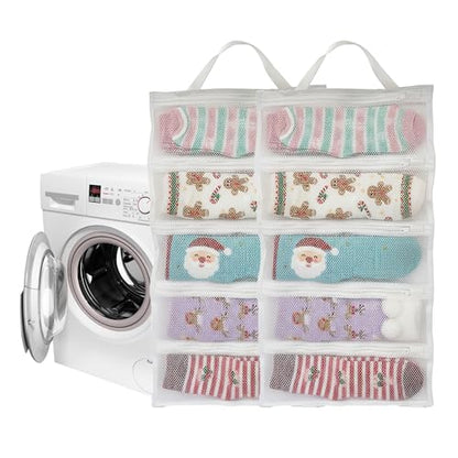 Mesh laundry bags for washing machine, can wash 10 pairs of socks, maintain shape, keep one pair,Laundry room organization suitable for socks and small items, 2pcs (Large) - size: Large