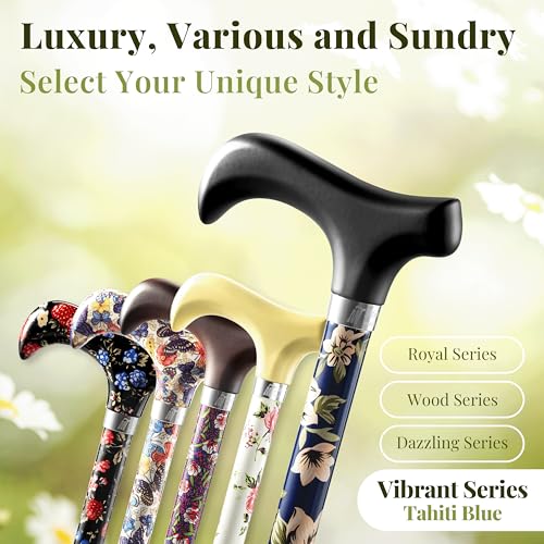 Merry Sticks Foldable Walking Cane for Women Men, Adjustable, Tahiti Blue - color: Tahiti Blue, size: Classic Grip