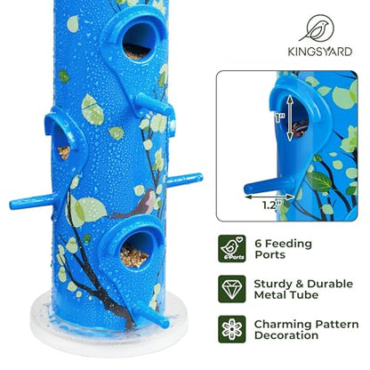 Kingsyard Metal Bird Feeders for Outdoors Hanging, Tube Bird Feeder - color: Blue