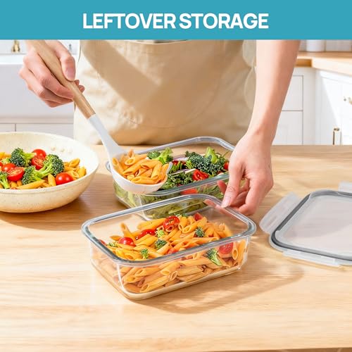 Vtopmart 2Pack 1500ml/50.7oz Large Glass Storage Containers With Lids, Grey - color: Grey, size: 50.7oz