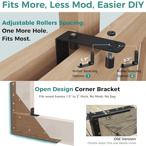 Sliding Gate Hardware Kit, Anti-Sag Wooden Gate Corner Bracket & Roll Wheel