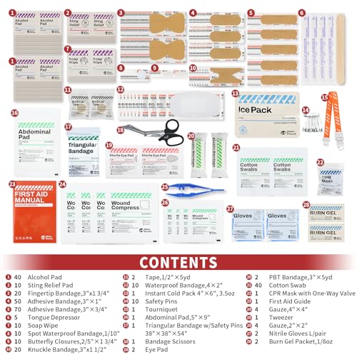 RHINO RESCUE Bundle - Pet First Aid Kit, Emergency Medical Supplies for Dogs & Cats, Safety Essentials Pack with Thermometer+350 Pieces OSHA All-Purpose First Aid Kit, Home & Office