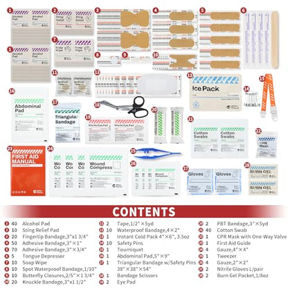 RHINO RESCUE Bundle - Pet First Aid Kit, Emergency Medical Supplies for Dogs & Cats, Safety Essentials Pack with Thermometer+350 Pieces OSHA All-Purpose First Aid Kit, Home & Office