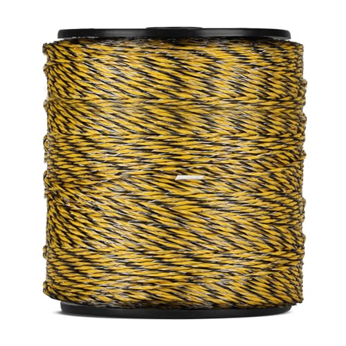 Electric Fence Polywire 3366 Feet, Upgraded 9 Stainless Steel Strands for Reliable Conductivity, Portable PVC-Coated Fiberglass Electric Fenceing 1026 Meters, UV, Rust Resistant for Livestock - color: 3366FT