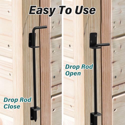 HOME MASTER HARDWARE 18" Cane Bolt, Heavy Duty Gate Drop Rod, Cane Bolts for Gates, Fence Gate Hardware, Metal Gates Doors Stopper for Gate Ground, Black