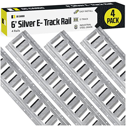 DC Cargo Mall E Track Tie Down Rail Kit 6' (4 Pack) for Garages, Vans, Trailers, Motorcycle Tie Downs, ATV Mountings - Galvanized Steel - Secure Cargo & Heavy Loads Up to 2,000 lbs - size: 4-pack