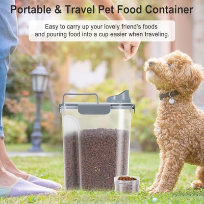 Dog Cat Food Storage Container with Cup (Dark Gray, 5L) - color: Dark Gray, size: 5L