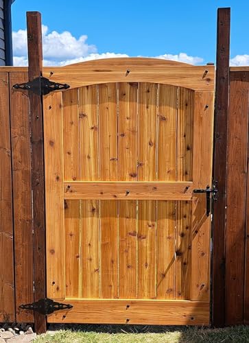 HOME MASTER HARDWARE 8" Heavy Duty Gate Hinges, 6 Pack Strap Hinges, Black | Decorative Door Hinges for Wooden Fences, Barn and Shef, Rotate 270 Degrees, 50LBS Capacity, Included Screws, Steel