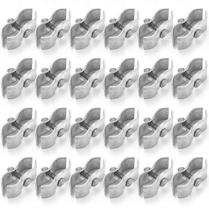 Zonon 24 Set Chain Link Fence Panel Clamps, 1-3/8" Dog Kennel Panel Clamps Galvanized Steel Clamp for 32mm Round Pipe Frame, with Bolts and Nuts