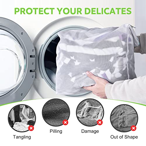 OTraki 2 Pack Large Mesh Laundry Bag with Handles 16x20 inch, White - size: 16 x 20 inch