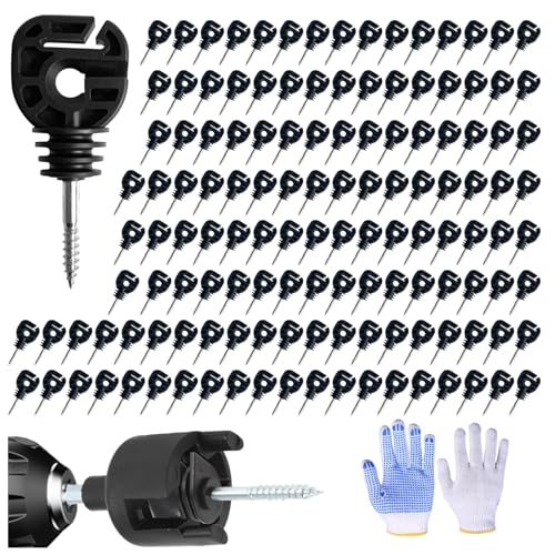 100Pcs Multifunction Electric Fence Insulator for Wire/Tape/Rope Screw-in Ring Post Wood Post insulators and1 Pc Free Insulator Socket Tool(Grid System Accessories for Animal Husbandry Electronic) - style: M2