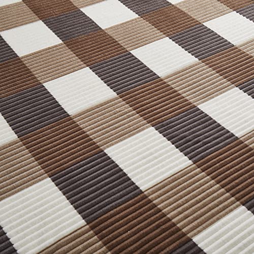 PU MEI Sherpa Blanket Twin Plaid Thick Bed Blanket, 60”*80” Super Soft Flannel Fuzzy Fleece Reversible Velvet Plush Warm Blanket for Couch (Beige Check, 60"*80") - color: Beige Check, size: 60"*80"
