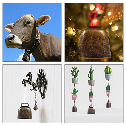 Goat Bells and Collars Set 4 Pcs Cow Horse Sheep Grazing Copper Bells and Lobster Claw Clasps Goat Collars for Cow Horse Sheep Small Pets Anti-Theft Accessories