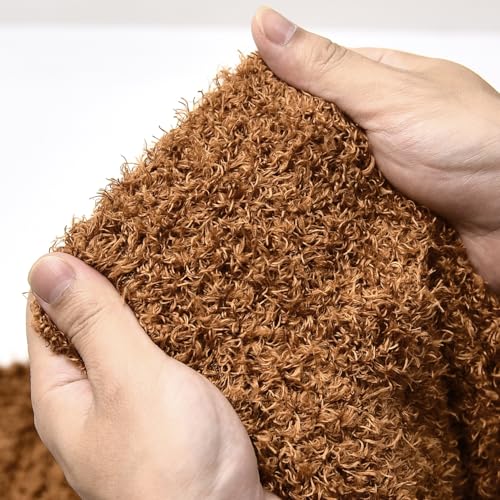 Surf turtle Brown Curly Teddy Fleece Faux Fur Fabric 36" x 59" - color: Brown, size: 36 x 59 inches