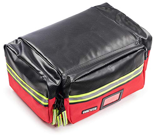 Scherber Fully-Stocked First Responder Professional Advanced EMT/EMS Trauma Kit | HSA/FSA Approved | Reflective Bag w/10+ Compartments, Zippered Pockets & 250+ First Aid Supplies (Red) - color: Red