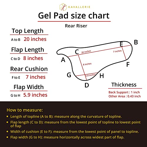 Gel Saddle Pad - Helps with Saddle Bridging, Sore Back, Swayed Back, High Withers English Bareback Pad for Horses, Protective, Perfect for Eventing, Schooling, Dressage - size: Rear Riser