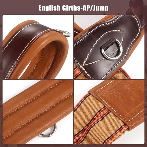 Jeereal Leather English Jumping Girth for Horse Riding,Premium Obstacle Training Girth,Heavy-Duty Equestrian Equipment - size: 48"
