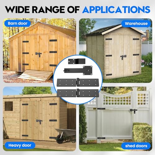 Fence Gate Hinge and Latch Set 4Pack Heavy Duty Gate Hardware Kit