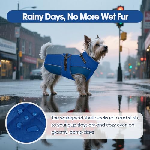 QBLEEV Warm Dog Jacket, Waterproof Dog Winter Coat with Harness - color: Pink, size: Small