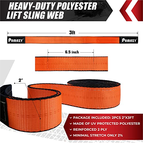 2”x3’ Sturdy Lift Sling Straps, 18800lbs Heavy Duty Lifting Web Sling—2 PCS | Eye-Eye Nylon Strap for Hoist, 2-Ply Polyester Rigging Straps, Tree Saver Recovery Straps Web Sling Winch - size: 2 Pack 2”x3FT
