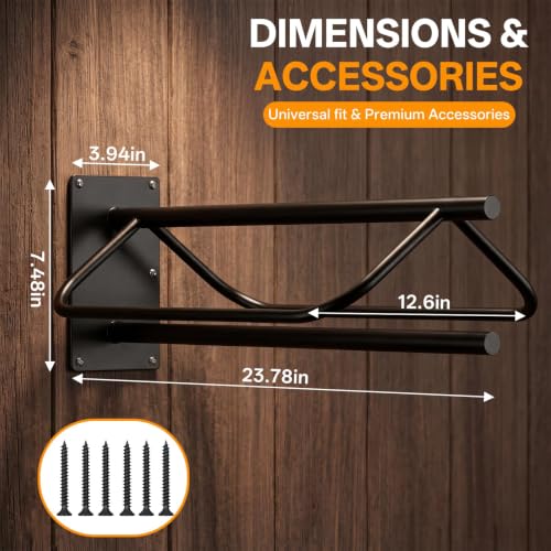 6 Pack Wall Mounted Saddle Racks with Pad Bar | Heavy Duty Black Saddle Rack Stand, Sturdy Saddlestand for English & Western Saddles, Blankets & Horse Gear