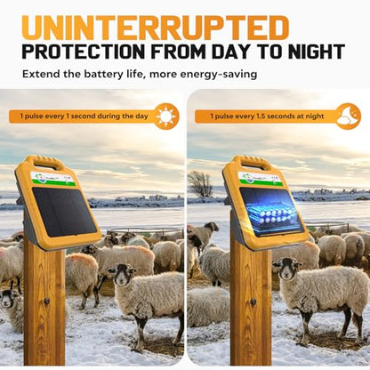 Solar Electric Fence Kit for Livestock,10 Miles Fence Charger - color: Yellow