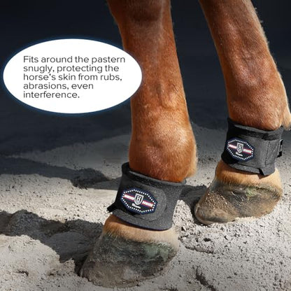 Harrison Howard Durable Shock-Absorbent Breathable Impact Protection Pastern Wraps for Horse Sold in Pairs Black - color: Black