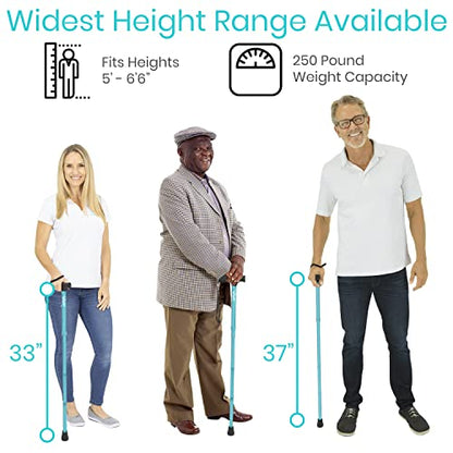 Vive Folding Cane - Foldable Walking for Men, Women Fold-up & Collapsible - color: Teal
