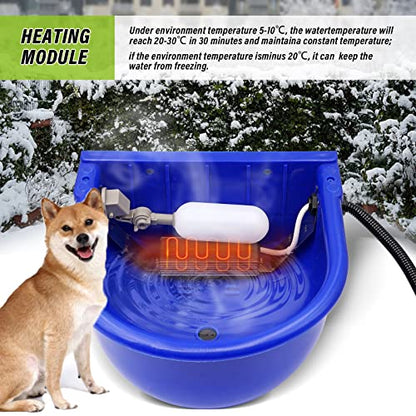 MINYULUA Automatic Heated Dog Water Bowl 2.5L Large Capacity Livestock Waterer Outdoor Pet Thermal-Bowl Drinking Bowls for Dogs Horse Cattle Cow Goat Pig Animal - color: dark blue