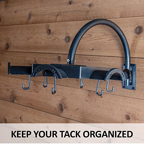 EASY-UP Pro Non-Slip Carousel Tack Rack with Hooks | Color Gray Armor | Enhanced Tack Room Organization | Convenient Carousel Design | Non-Slip Racks