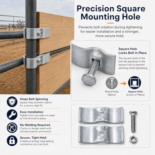 8-Pack Horse Panel Clamps for Wood Boards, Heavy-Duty Galvanized Steel, Fit 1-7/8" Livestock Corral Panels, Securely Attach Lumber to Horse Stalls & Round Pens