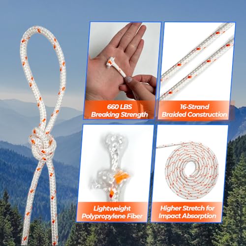 1133lbs Heavy Duty Polyester Double Braided Rope, White, 3/16in X 100FT - color: White/Orange, size: 3/16in X 100FT