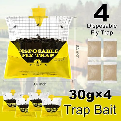 Glovv Fly Traps Outdoor Hanging with Fly Bait & Reusable Fly Traps Outdoor Bottles