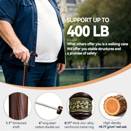 Wooden Cane, Hand Carved Eagle Walking Cane for Men Women - color: Chestnut Brown
