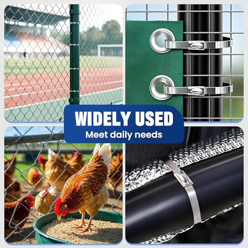 DAU Stainless Steel Cable Tie Gun Kit-150PCS Metal Zip Ties (3 Sizes), Tensioning/Cutting Tool for Fencing, Chicken Coop, Cable Bundling, Exhaust Repair & Structural Reinforcement