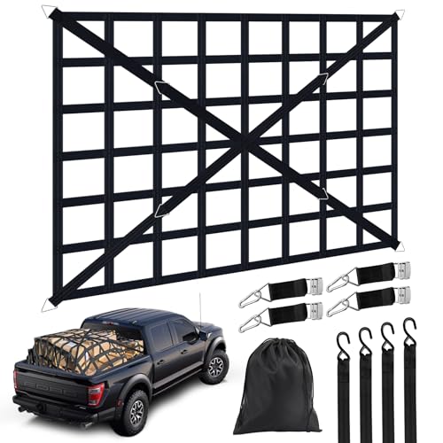 Cargo Net for Pickup Truck Bed, Heavy Duty 1100 lbs Capacity - size: 66" x 50"