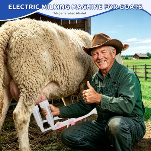 2-in-1 Goat and Cow Milking Machine, 3.7Gal Stainless Steel Bucket with 5200mAh Built-in Rechargeable Battery, Cordless Electric Vacuum Pulsator, 4 Teat Cups, Portable Electric Milking Machine (14L)