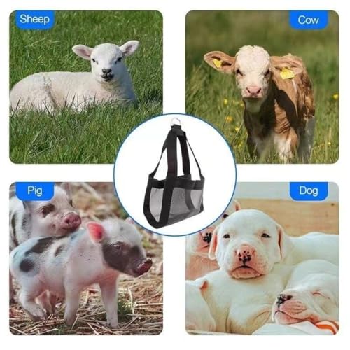 Calf Sling for Weighing Calf Sling for Weighing Little Animals Adjustable Livestock Harness Sling for Lambs Goats(Black)