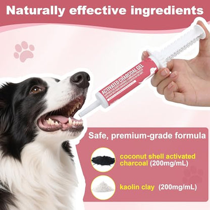 Activated Charcoal for Dogs and Cats - Supports Digestive Comfort Anti-Diarrheal, Toxin Absorber for Pet Emergency, Puppy & Pet Poisoning Kit, 30 ml