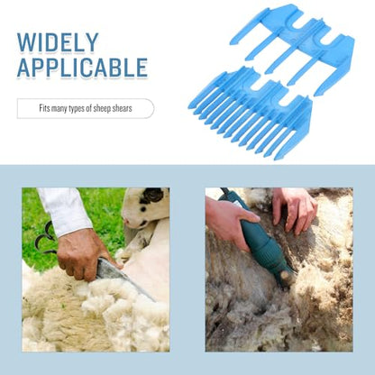 Sheep Shearing Accessory Plastic Trimmer Guide Attachments 5-Tooth and 13-Tooth Blue Comb Sets for Powered Livestock Clippers Grooming Supplies