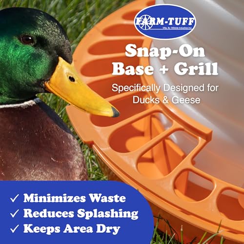 FARM-TUFF Top-Fill Duck Waterer, 7 Gallon – Durable BPA-Free Plastic Poultry Waterer with Wide Base & Splash-Reducing Design