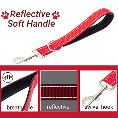PAWNISAW Chew Proof Dog Leash, 5 FT Dog Tie Out Cable Lead with Handle - color: Red