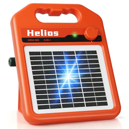 ANDMON MINI400 30 Miles Solar Electric Fence Charger, 0.4 Joule Solar Electric Fence for Livestock, Horses, Cattle Sheep, Solar Fence Charger with Day or Night Mode, Easy Installation - size: MINI400