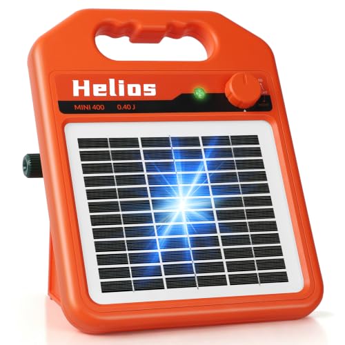 ANDMON MINI400 30 Miles Solar Electric Fence Charger, 0.4 Joule Solar Electric Fence for Livestock, Horses, Cattle Sheep, Solar Fence Charger with Day or Night Mode, Easy Installation - size: MINI400