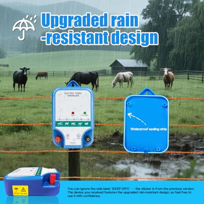 Electric Fence Charger for Livestock - 10.5 kV 2 Joules High-Power Electric Fence Energizer for Containing Pets Livestock and Preventing Wild Animals Intruding (6.29in)