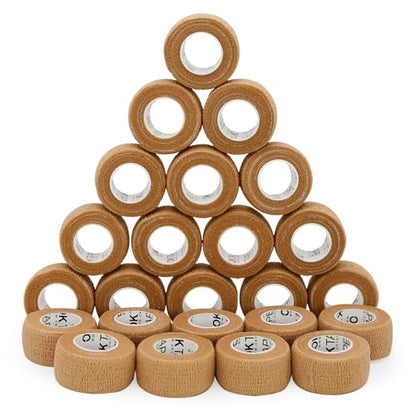 OK TAPE Self Adherent Cohesive Bandages Wrap 24Packs 1" x 5 Yards - color: Beige/Tan, size: 1 In x 5 Yards